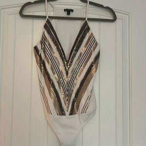 Women’s Express sequin v-neck bodysuit. Size small
